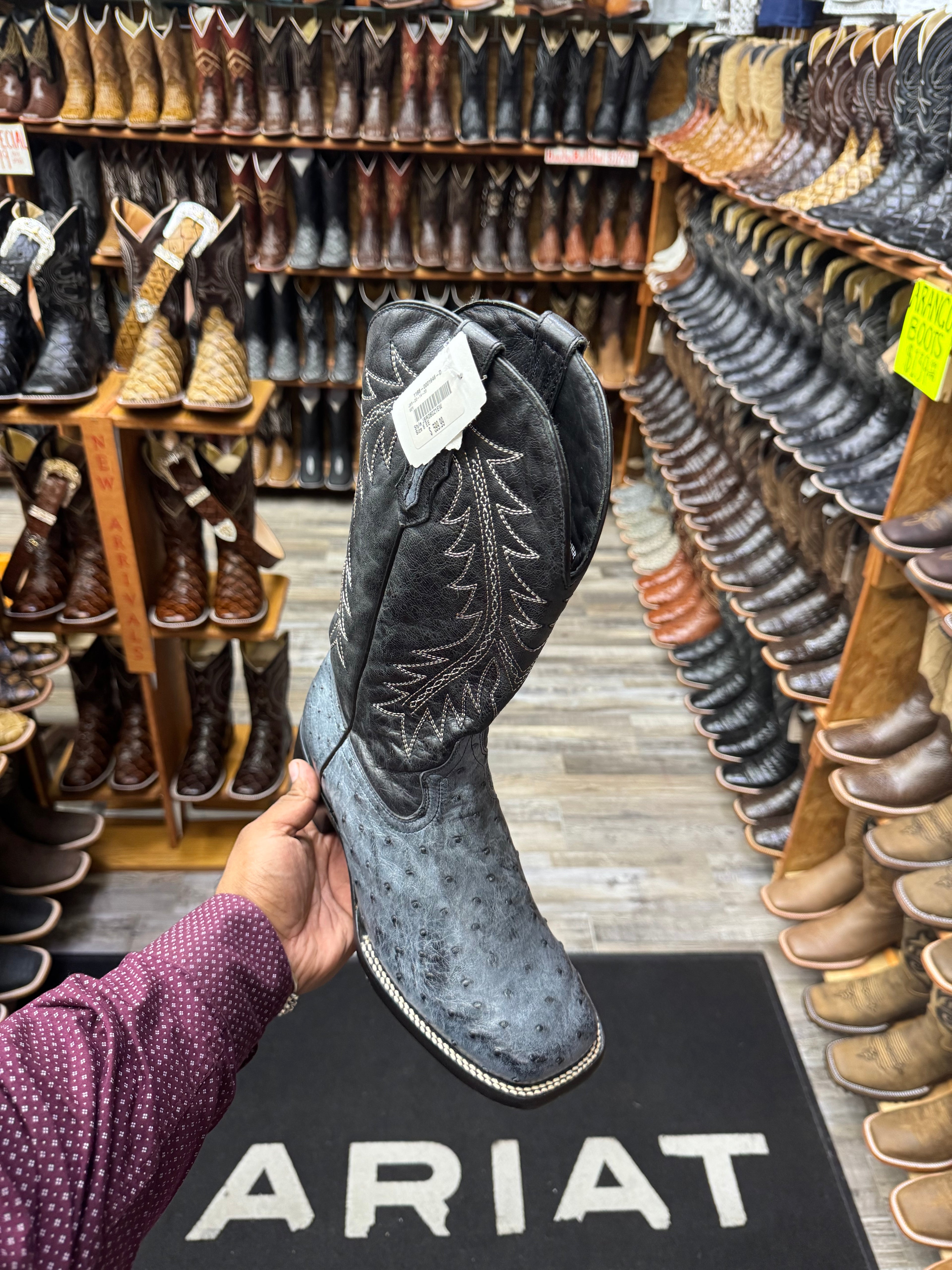 JB Dillon Reserve Full Quill Ostrich Square Toe Boots